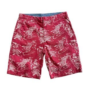 Polo Ralph Lauren‎ Mens Koi Fish Print Shorts Red Relaxed Fit Chino Size 33